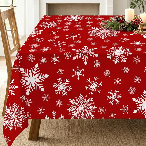 Vista 17 de pinata Manteles de Navidad de 52 x 70 pulgadas, mantel rectangular con diseño de árboles de Navidad, diseño de búfalo negro, a cuadros, oblongos