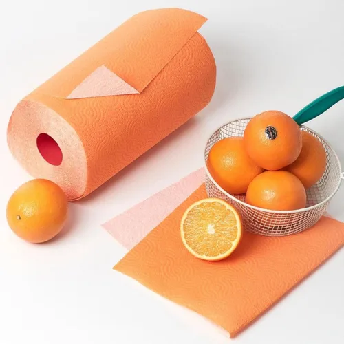 Vista 3 de Renova Toalla de papel naranja Jumbo Rollo de 2 capas 120 hojas altamente absorbentes