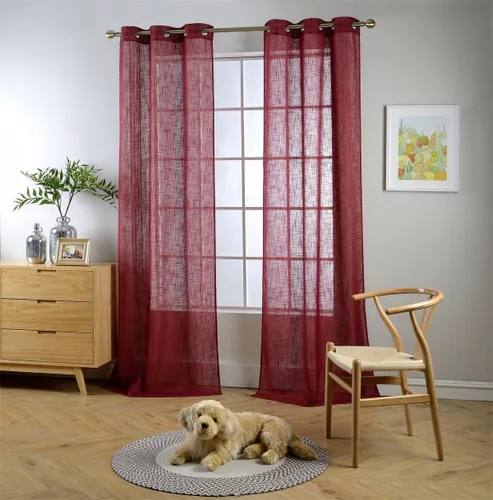 Vista 16 de Cortinas para sala de estar de 2 paneles (2 x 37 pulgadas de ancho), cortinas con textura de lino, con ojales, de la marca Miuco
