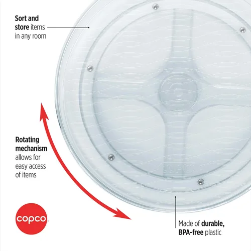 Vista 3 de Copco Lazy Susan - Organizador giratorio de plástico transparente para cocina, despensa, refrigerador, baño y encimera de 9 pulgadas