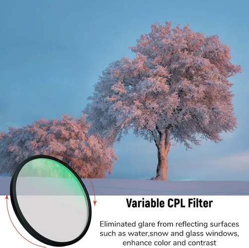 Vista 2 de Filtro polarizador circular CPL de 2.638 in para lentes de cámara, 16 capas multicapa nano revestido, ultra delgado, vidrio óptico alemán, sellado