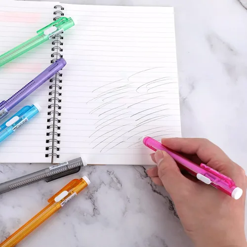 Vista 6 de Molain Juego de 12 borradores estilo bolígrafo, 6 borradores retráctiles duraderos + 6 borradores, buen efecto de limpieza para niños, estudiantes