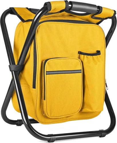 Vista 32 de Kikerike Silla enfriadora de taburetes tipo mochila resistente de 200 libras de carga máxima, portátil, ligera, plegable, para pesca, camping, caza