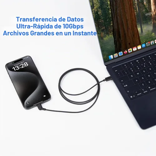 Vista 5 de Cable de carga USB C a USB‑C AR para gafas, admite carga rápida de 60 W, transferencia de datos de 10 Gbps y pantalla de 4K a 60 Hz - Chaqueta