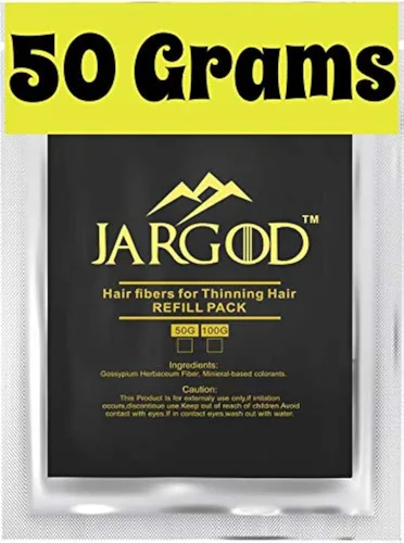 Vista 2 de Fibras de construcción de cabello (negro) 1.76 oz Jargod - Recarga tu botella de fibra existente - Corrector de pérdida de cabello para adelgazar