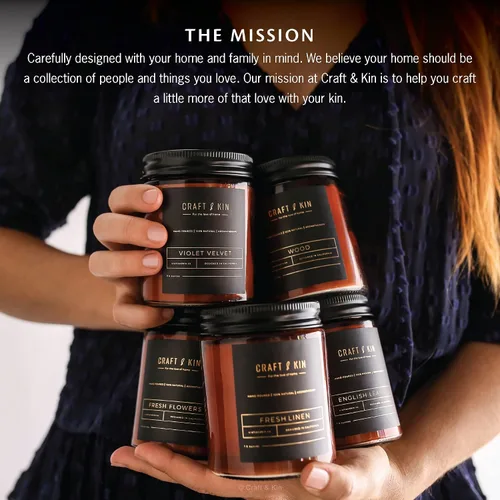 Vista 5 de Craft & Kin - Vela perfumada de cuero inglés de alta calidad, larga duración, 45 horas de tiempo de combustión, vela perfumada de soja natural