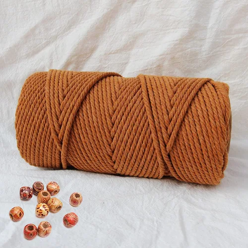 Vista 14 de Cordón de macramé beige de 0.078 pulgadas x 220 yardas, cuerda de algodón torcido de 4 hebras natural para colgar en la pared, manualidades, cordel