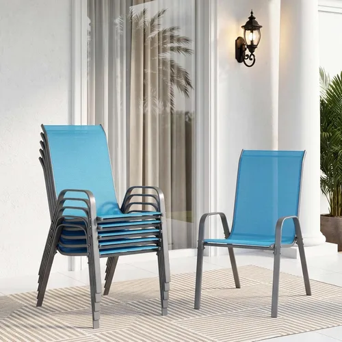 Vista 16 de TLSUNNY Silla de patio, sillas apilables de textileno para exteriores Azul Turquesa