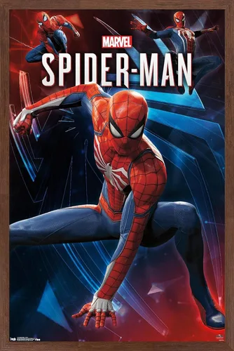 Vista 10 de Trends International Marvel Comics - Póster de pared de Spider-Man - Poses de 14.725 x 22.375 pulgadas, versión enmarcada de madera de granero
