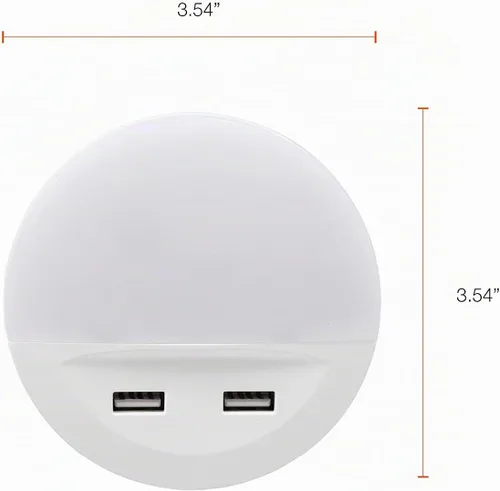 Vista 7 de LEDVANCE Sylvania - Luz nocturna LED con puertos USB duales, 22 años, del atardecer al amanecer, acabado esmerilado, 3000 K, blanco cálido Blanco