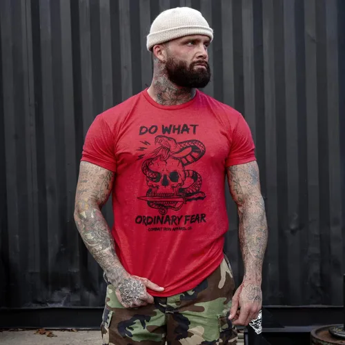 Vista 2 de Combat Iron Camiseta estampada Do What Ordinary Fear Snake and Skull para hombre