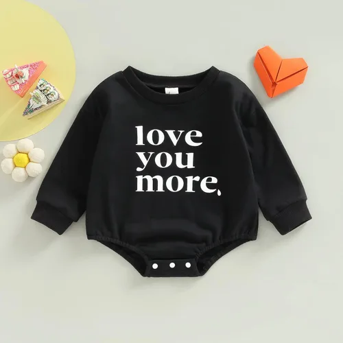 Vista 30 de Enterizo de manga larga con estampado de letras para bebés, niñas y niños