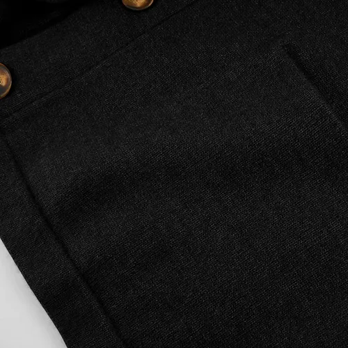 Vista 5 de Suéter de invierno para hombre, a la moda, cuello de chal, botón, suéter casual, manga larga, color sólido, abrigo de punto
