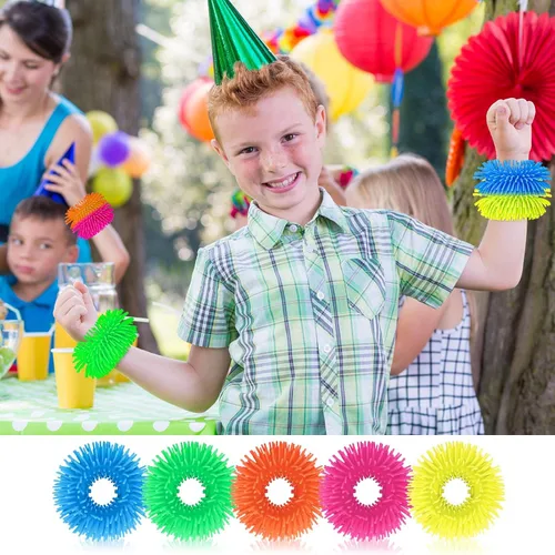 Vista 6 de Paquete de 5 pulseras blandas para ansiedad, juguetes blandos, banda mullida de silicona sensorial para niños y adultos