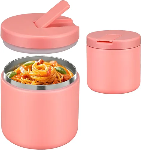 Vista 9 de Pawtong Tarro de comida aislado al vacío de 12 onzas con tapa de hebilla, termo de sopa de boca ancha para comida caliente para niños, contenedor