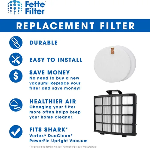 Vista 4 de Fette Filter - AZ2000 Kit de filtro premium compatible con Shark Vertex DuoClean PowerFin aspiradora vertical AZ2000 AZ2000W AZ2002 Comparar