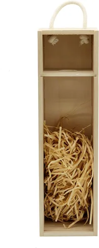 Vista 2 de Creative Hobbies Caja de madera para botella de vino, botella de licor, caja de regalo de madera con asa de transporte de cuerda para fiesta