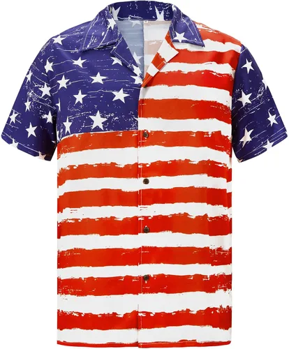 Vista 3 de Zando Camisas hawaianas de los años 80 y 90 para hombre, divertido traje retro de manga corta con botones para fiesta temática discoteca verano playa