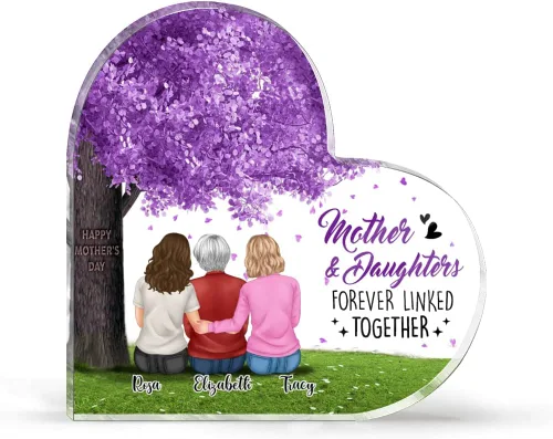 Vista 14 de GOSSBY Placa personalizada transparente (madre y 2 hijas) No siempre a la vista, pero siempre de corazón a corazón, placa personalizada con texto