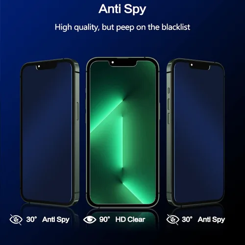 Vista 5 de Protector de pantalla de privacidad para iPhone 13 Pro Max con protector de lente de cámara, protección ocular antiluz azul, vidrio templado 9H