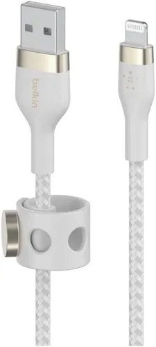 Vista 7 de Belkin BoostCharge Pro Flex Cable Trenzado USB Tipo A a Lightning (1M/3.3FT), Cable de Carga Certificado MFi para iPhone 14, 13, 12, 11, Pro, Max