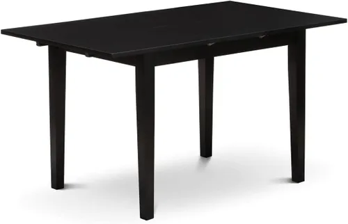 Vista 3 de East West Furniture NOAV3-BLK-LC - Juego de comedor de 3 piezas para espacios pequeños, contiene una mesa de comedor rectangular con hoja