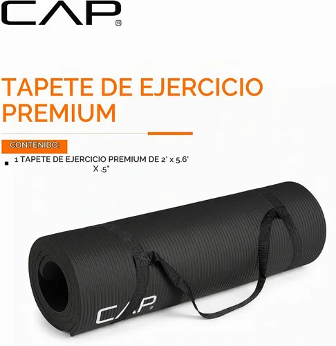 Vista 2 de CAP Barbell Colchoneta de yoga y ejercicio de alta densidad de 1/2 pulgada con correa Múltiples opciones