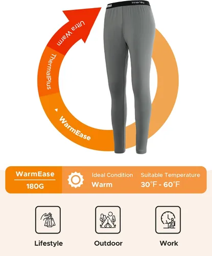 Vista 3 de INNERSY Ropa interior térmica para mujer, ligera, capa base larga