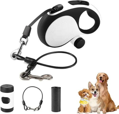Vista 11 de Correa retráctil para perro con cable a prueba de mordidas, correa duradera para caminar para perros grandes, medianos y pequeños de hasta 110 Azul