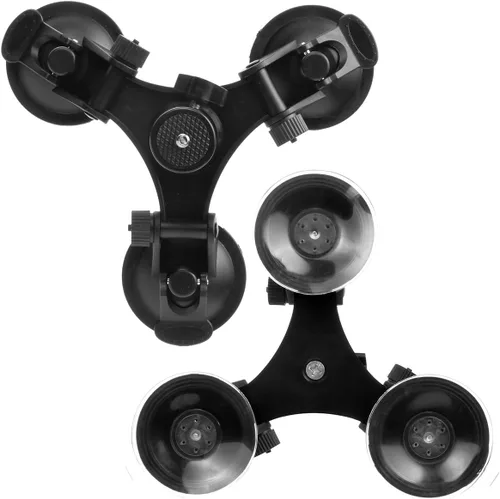 Vista 5 de Soporte de cámara para coche – Soporte de succión para cámara – Soporte de triple ventosa con cabeza roscada de 1/4 cabeza de bola de trípode de 360