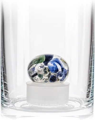 Vista 2 de VitaJuwel Flora - Florero (vidrio) con sodalita, ágata musgo cuarzo transparente añade vitalidad a las flores. Regalo único para el día de San