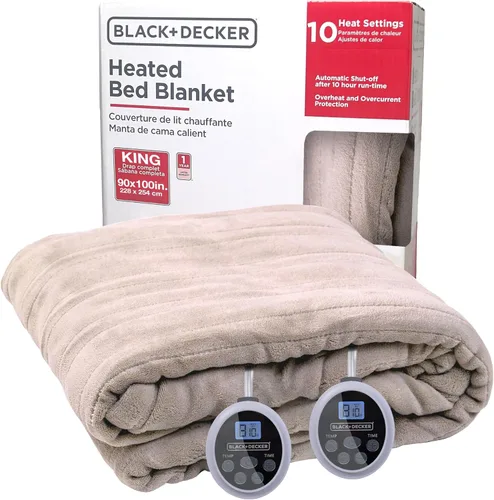 Vista 47 de BLACK+DECKER Manta térmica eléctrica, manta eléctrica de piel de oveja sintética, manta térmica con 4 niveles de calefacción, temporizador de 3