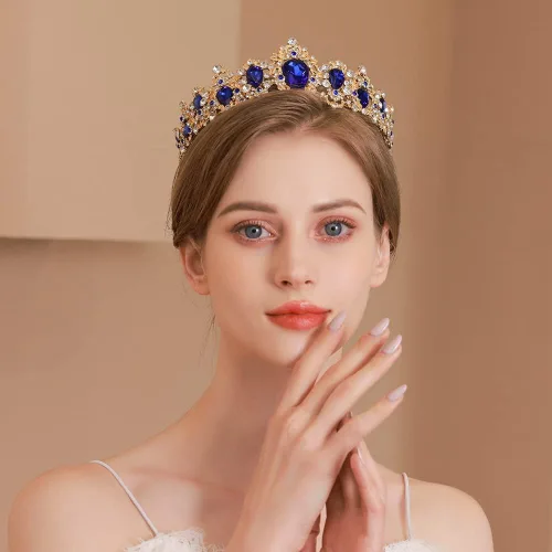 Vista 4 de Kamirola Corona barroca de reina, corona nupcial de diamantes de imitación y tiaras diadema de cristal para cumpleaños, graduación, concurso
