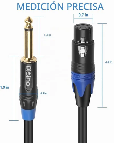 Vista 3 de Cable de micrófono XLR hembra a TS mono de 1/4 pulgadas (6.35mm), desequilibrado de 3 pines XLR hembra a conector de micrófono TS de cuarto
