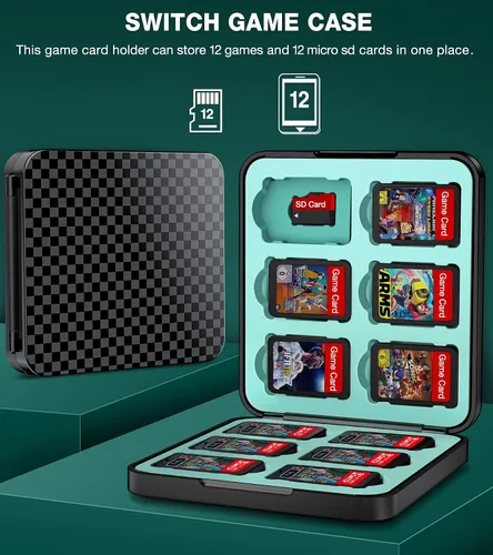 Vista 6 de EUROA Switch - Funda de juego compatible con Nintendo Switch Games Card and Storage 12 Switch Game Cartucho de juego de 12 interruptores carcasa