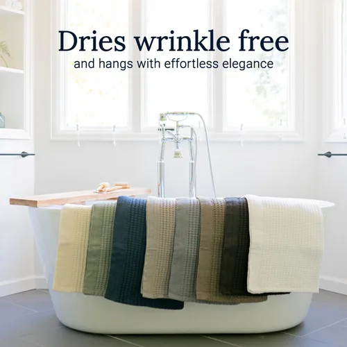 Vista 7 de GILDEN TREE Toalla de baño tipo waffle de secado rápido, toallas de baño delgadas de lujo, toallas de baño 40x80 grandes, estilo moderno (crema)