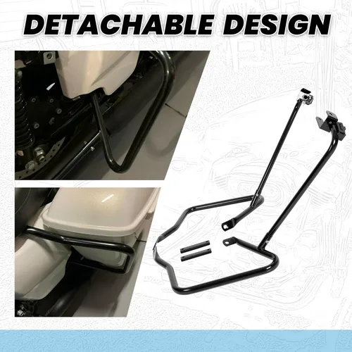 Vista 6 de ECOTRIC Barras protectoras de soporte para alforja compatibles con Harley Davidson Touring Street Road Glide FLH 2014-2024, color negro