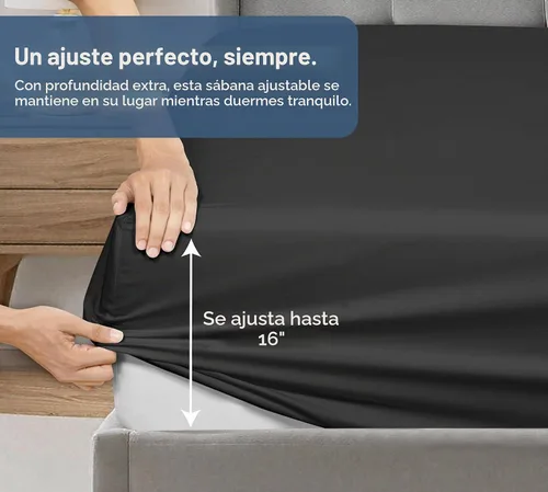 Vista 3 de Royale Linens Sábana bajera con funda de almohada, sábana bajera individual con 1 funda de almohada, 300 hilos, 100% algodón orgánico, se adapta a