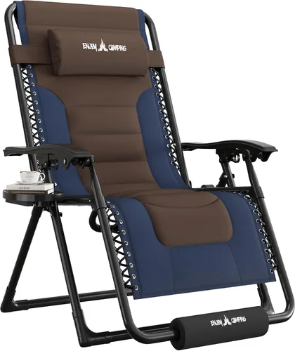 Vista 23 de UDPATIO Silla de gravedad cero de gran tamaño, reclinable acolchado completo para exteriores, asiento reclinable ajustable plegable para patio