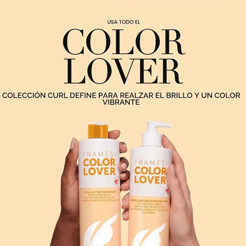 Vista 4 de Framesi Color Lover Curl Define Acondicionador, 16.9 fl oz, acondicionador para cabello rizado con quinua, cabello teñido