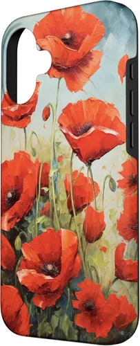 Vista 2 de Funda para iPhone 16 Red Poppies Flowers In A Field