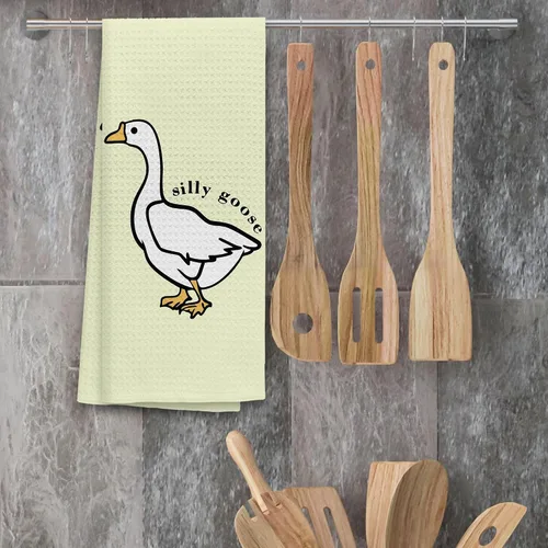 Vista 2 de TNUW Silly Goose - Toallas de cocina suaves y absorbentes, paños de cocina cristianos de 16 x 24 pulgadas, regalos divertidos de ganso (crema)