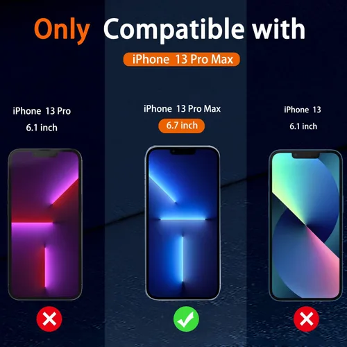 Vista 7 de IMBZBK Paquete de 3 protectores de pantalla para iPhone 13 Pro Max con 3 protectores de lente de cámara de vidrio templado Accesorios Protector