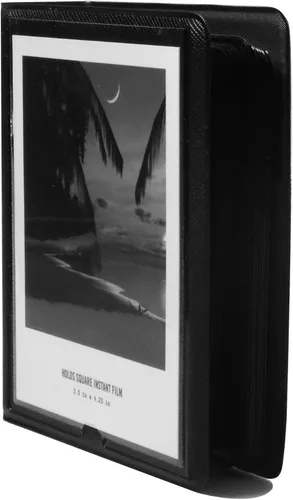 Vista 2 de Álbum de fotos de 33 bolsillos para cámara instantánea Polaroid, apto para fotos de 3.5 x 4.25 pulgadas, material de PVC y resistente al agua Negro
