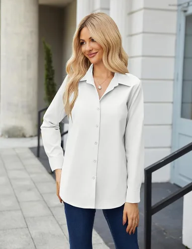 Vista 5 de HOTOUCH Camisa con botones para mujer, blusa casual de manga larga para oficina