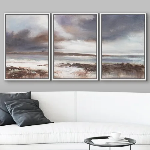 Vista 128 de wall26 Lienzo enmarcado para pared, juego de arte de acuarela pastel, paisaje rural, ilustraciones con formas abstractas, arte moderno, decorativo