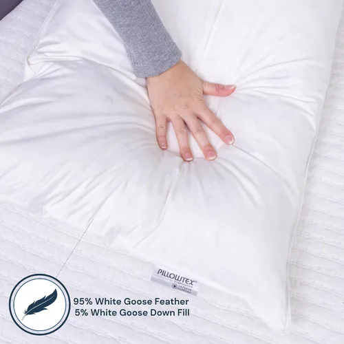Vista 6 de Almohada corporal de plumas de ganso blanco y plumón – Almohadas de 20 pulgadas x 60 pulgadas