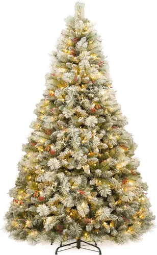 Vista 11 de Hykolity - Árbol de Navidad artificial preiluminado de 6 pies con 350 luces LED blancas cálidas Verde