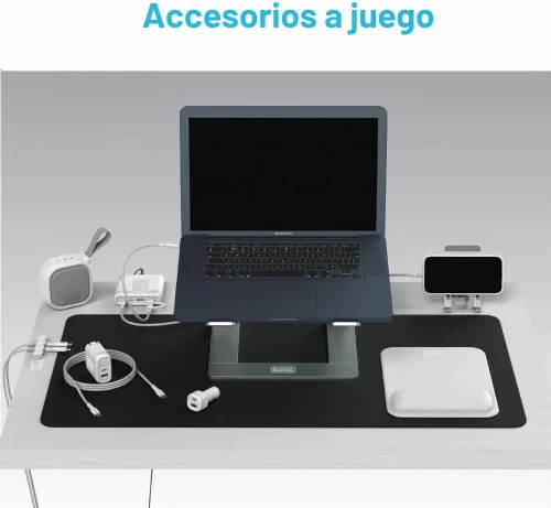 Vista 8 de BLACK+DECKER Soporte ergonómico para laptop para escritorio, soporte ergonómico para computadora portátil, compatible con MacBook Notebook, soporte