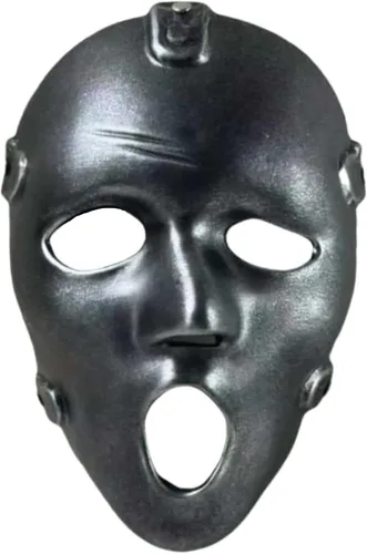 Vista 4 de Divertida máscara de grito de resina para Halloween, fiesta de baile, cosplay, máscara de accesorios plateado